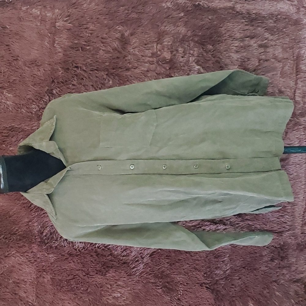 Chandler Hill Button One Pocket Suede Like Blouse